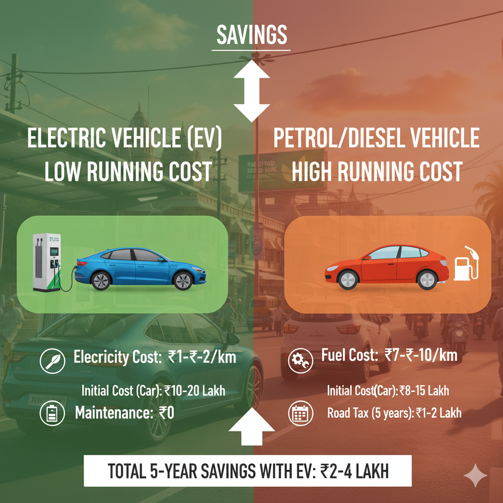 EV Running Cost India EV vs Petrol cost